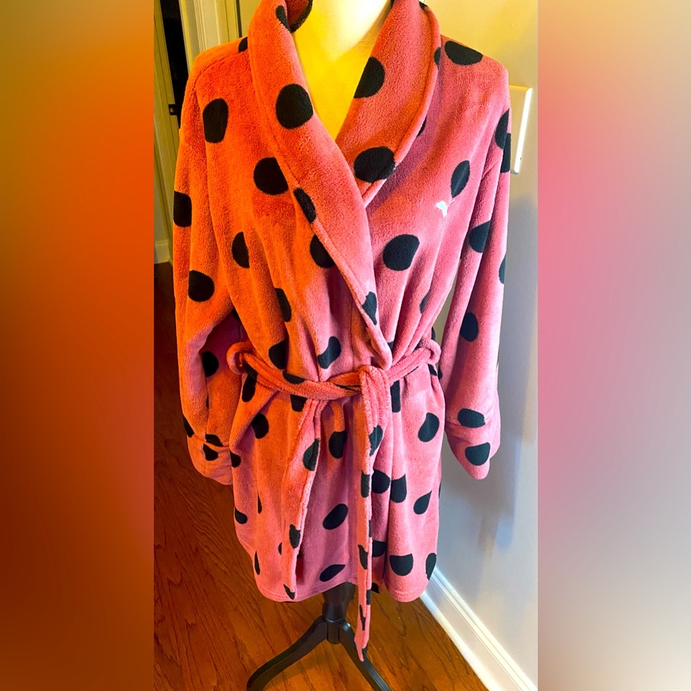 Cute and comfy Pink brand polka dot bathrobe.